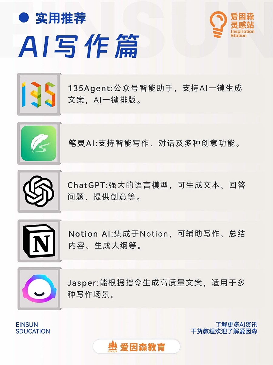 愛因森教育爆款A(yù)I工具推薦 愛因森教育爆款A(yù)I工具推薦