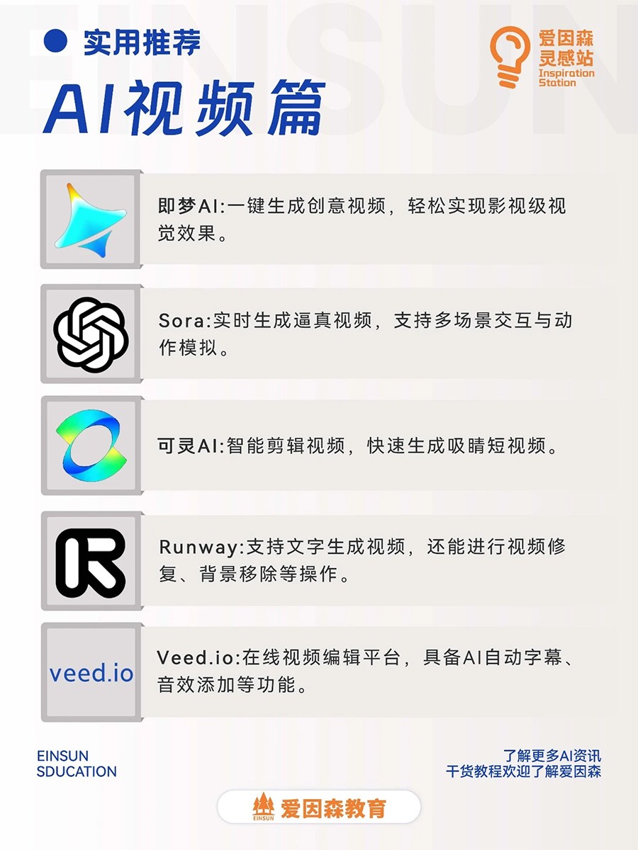 愛因森教育爆款A(yù)I工具推薦 愛因森教育爆款A(yù)I工具推薦